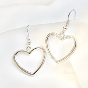 Simple Silver Heart Earrings